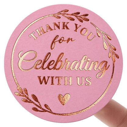 Thank You Stickers, 100 PCS Black Wedding Stickers with Gold Foil