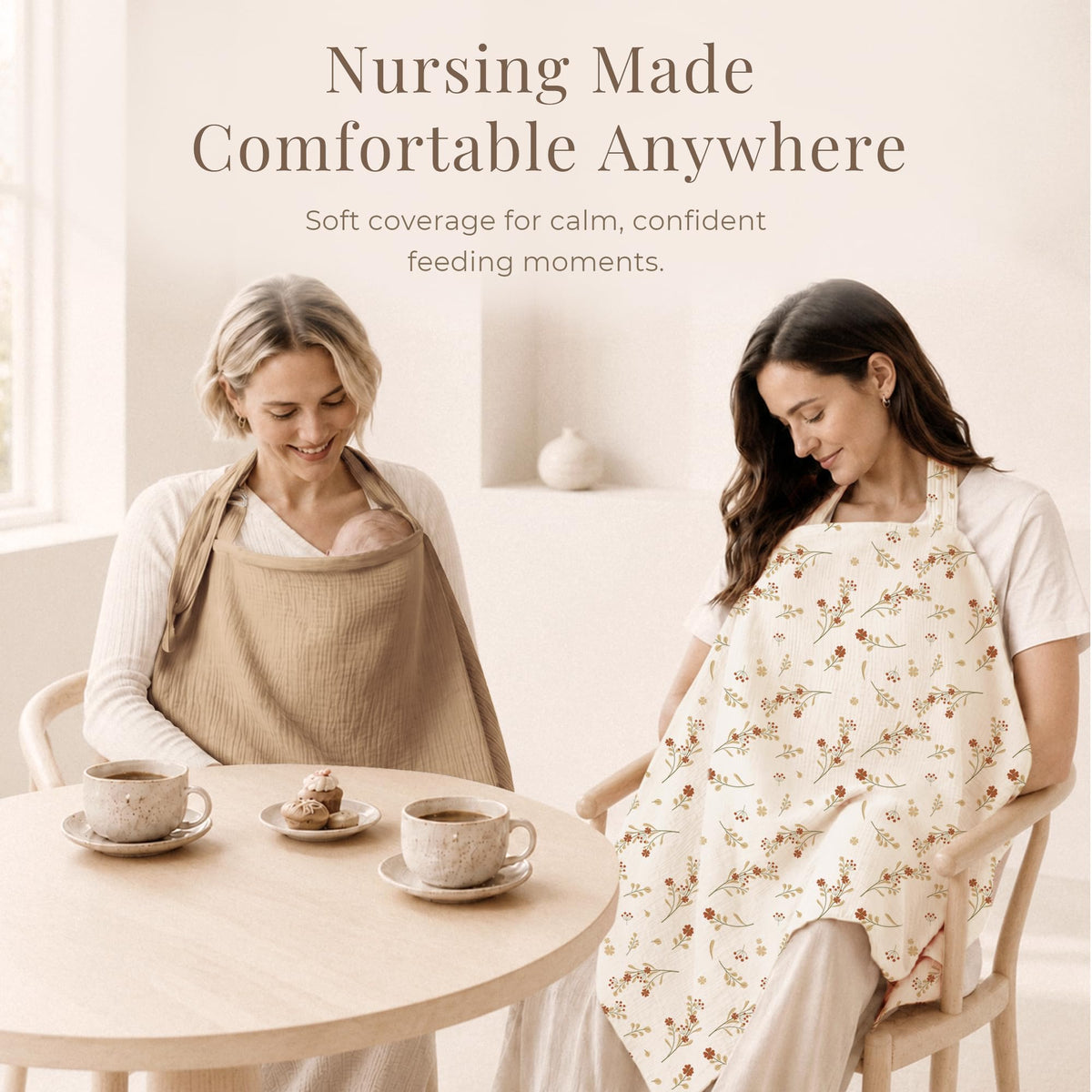 Konssy Muslin Nursing Cover Up for Breastfeeding with Rigid Hoop