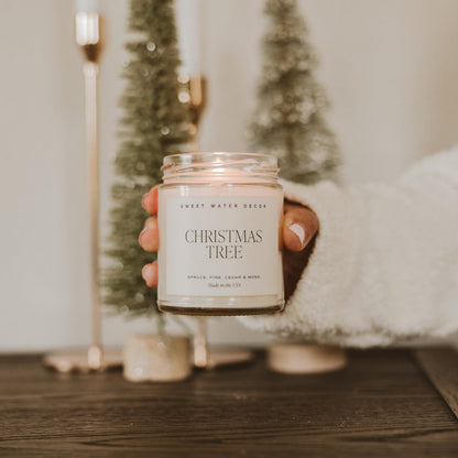 Sweet Water Decor Christmas Candle Gift, Holiday Scented 9oz Clear Jar