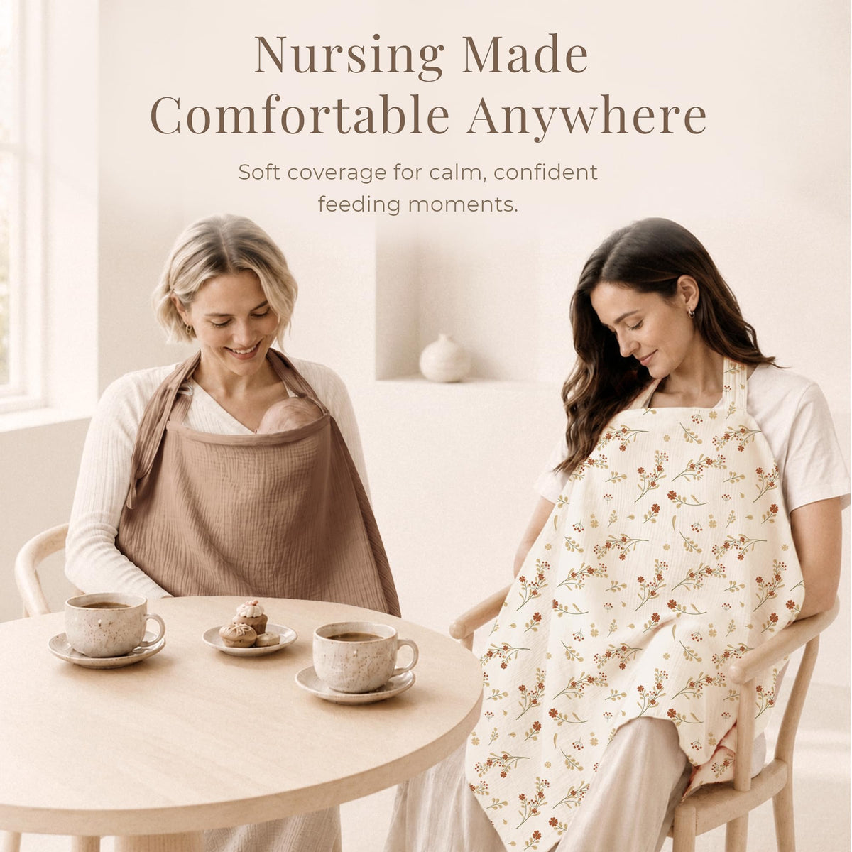 Konssy Muslin Nursing Cover Up for Breastfeeding with Rigid Hoop