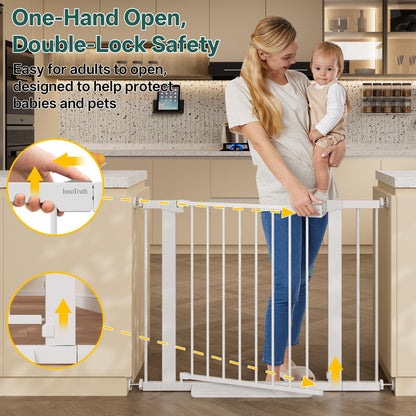 InnoTruth 27-36.6 in Wide Baby Gate for Stairs and Doorways, Black