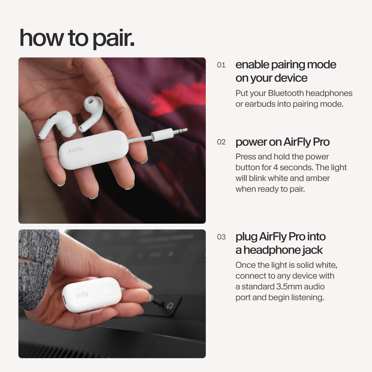 Twelve South AirFly SE, Bluetooth Wireless Audio Transmitter Adapter, White