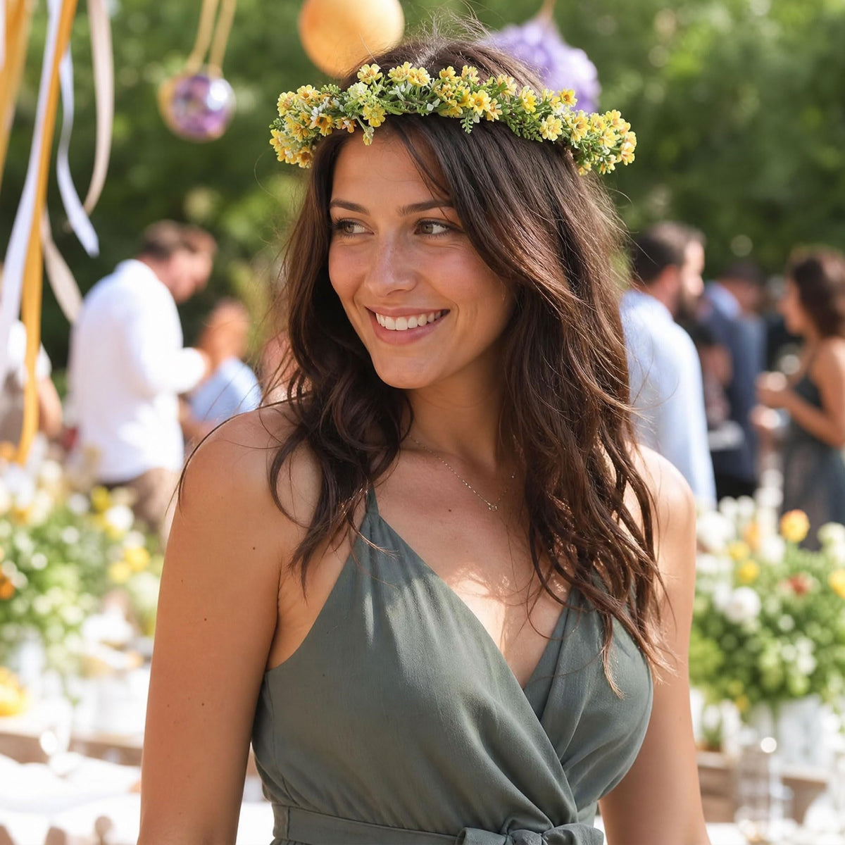 Pink Bohemian Flower Crown, Fairy Babys Breath Flower Headband