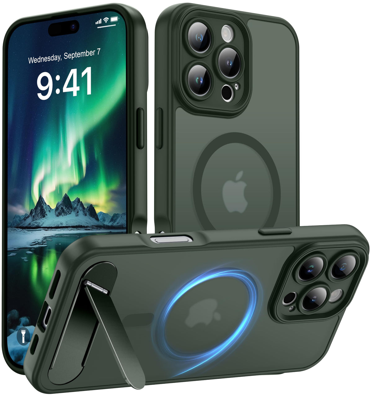 Magnetic Compatible with iPhone 16 Case, [Built-in Kickstand][Full Camera Protection][Compatible with MagSafe][Anti-Fingerprint] Shockproof Phone Case for iPhone 16 6.1",Brown