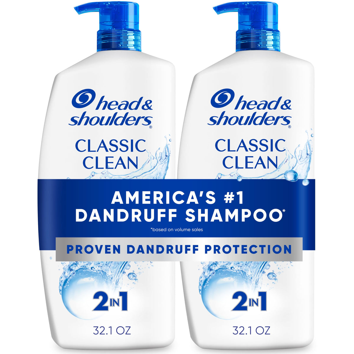 Head and Shoulders Classic Clean Anti-Dandruff 2 in 1 Paraben Free Shampoo and Conditioner, 32.1 fl oz