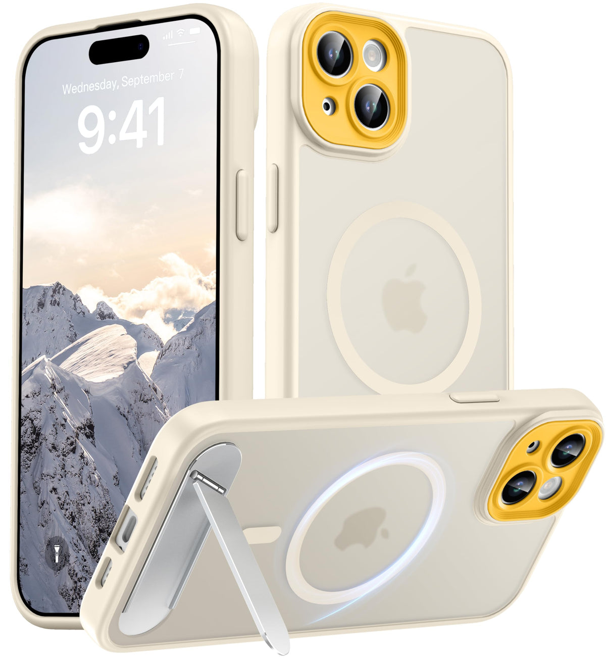 Magnetic Compatible with iPhone 16 Case, [Built-in Kickstand][Full Camera Protection][Compatible with MagSafe][Anti-Fingerprint] Shockproof Phone Case for iPhone 16 6.1",Brown
