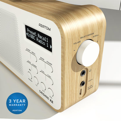 DAB/DAB+ & FM Portable Digital Radio | Simple Controls | Dual Alarms & Sleep Timer | Battery & Mains Powered (4x”AA”) | Bluetooth | Perfect for Home, Office or Outdoors | AZATOM Desire X2 (Black)