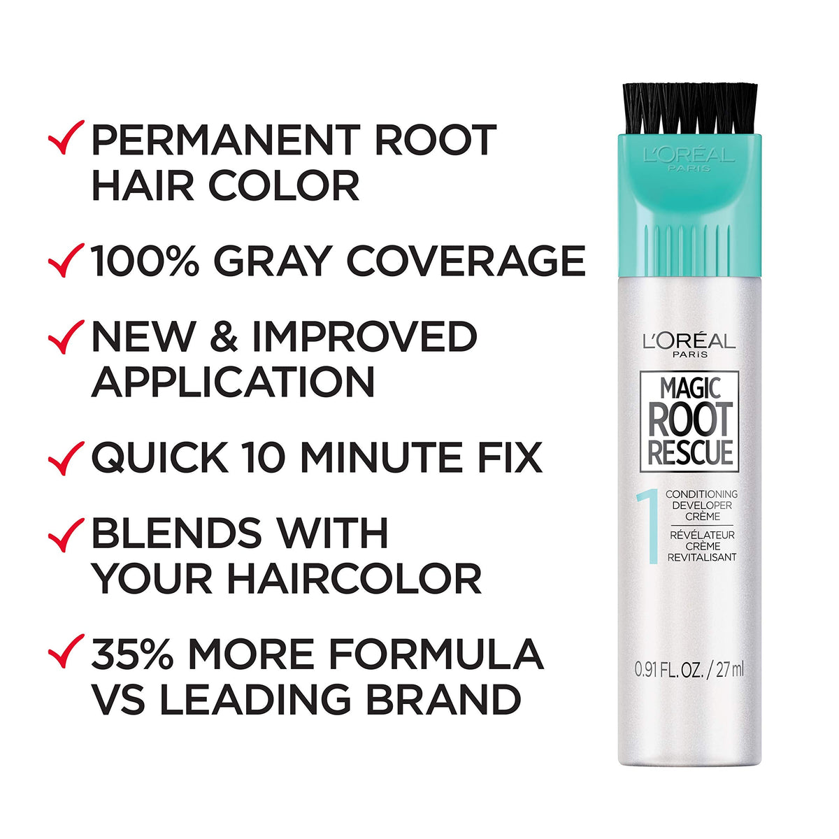 L'Oreal Paris Magic Root Permanent Hair Color Kit, 100% Gray Hair Coverage In Just 10 Minutes, Precision Brush Applicator for Seamless Application, 4 Dark Brown (1 Count)