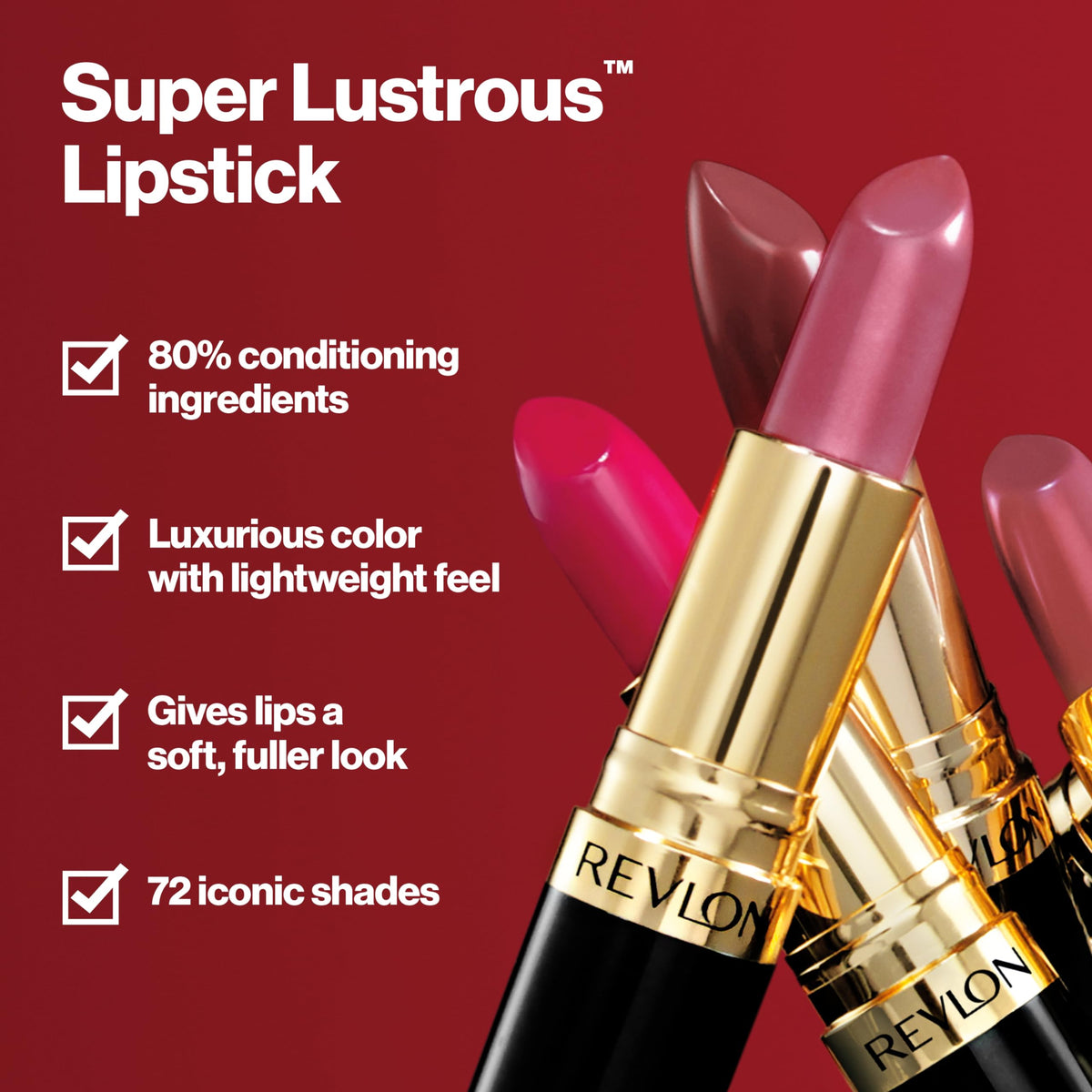 Revlon Super Lustrous Lipstick, Creamy Formula For Soft, Fuller-Looking Lips, Moisturized Feel, 028 Cherry Blossom, 0.15 oz