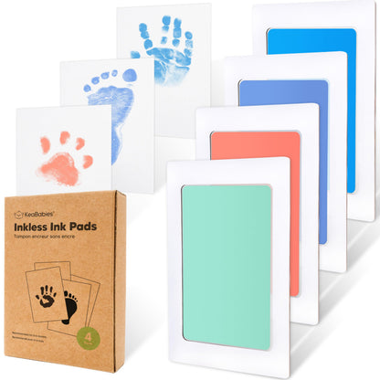 4pk Inkless Baby Hand and Footprint Kit, Mess Free Ink Pads (Jet Black, R)