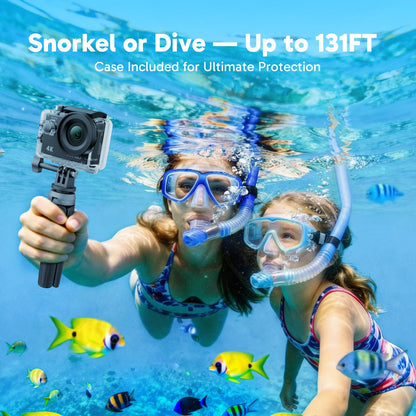 AKASO EK7000 4K30FPS 20MP WiFi Action Camera with EIS Ultra HD 131FT Waterproof Underwater Camera Remote Control 4X Zoom Support External Microphone