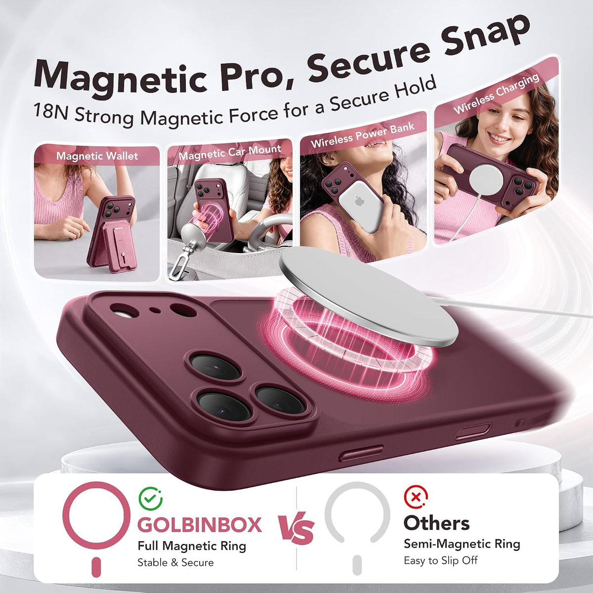 Magnetic Shockproof for iPhone 18 Pro & iPhone 17 Pro Case, Sunset Orange