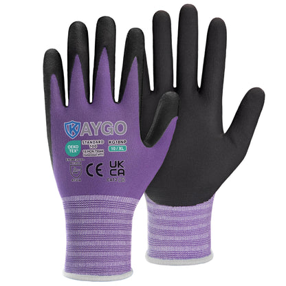KAYGO Safety Work Gloves MicroFoam Nitrile Coated 12 Pairs, KG18NH