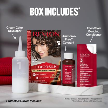 Revlon ColorSilk with Bond Repair Hair Color, 51 Light Brown, 3pk