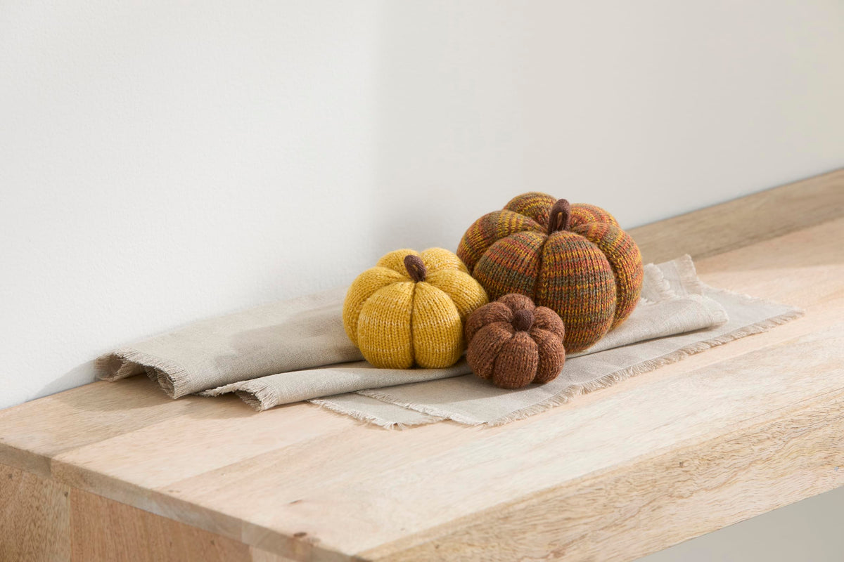 Mini Knit Pumpkins Set of 5, Fall Décor (Autumn Set)