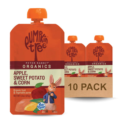 Pumpkin Tree Peter Rabbit Organics, Banana, Mango, and Kale, 4 Squeeze Pouch, Mango, Broccoli & Kale, 4.4 Ounce (Pack of 10)