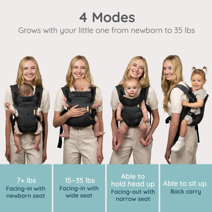 Infantino Flip 4-in-1 Baby Carrier Convertible Ergonomic, Gray