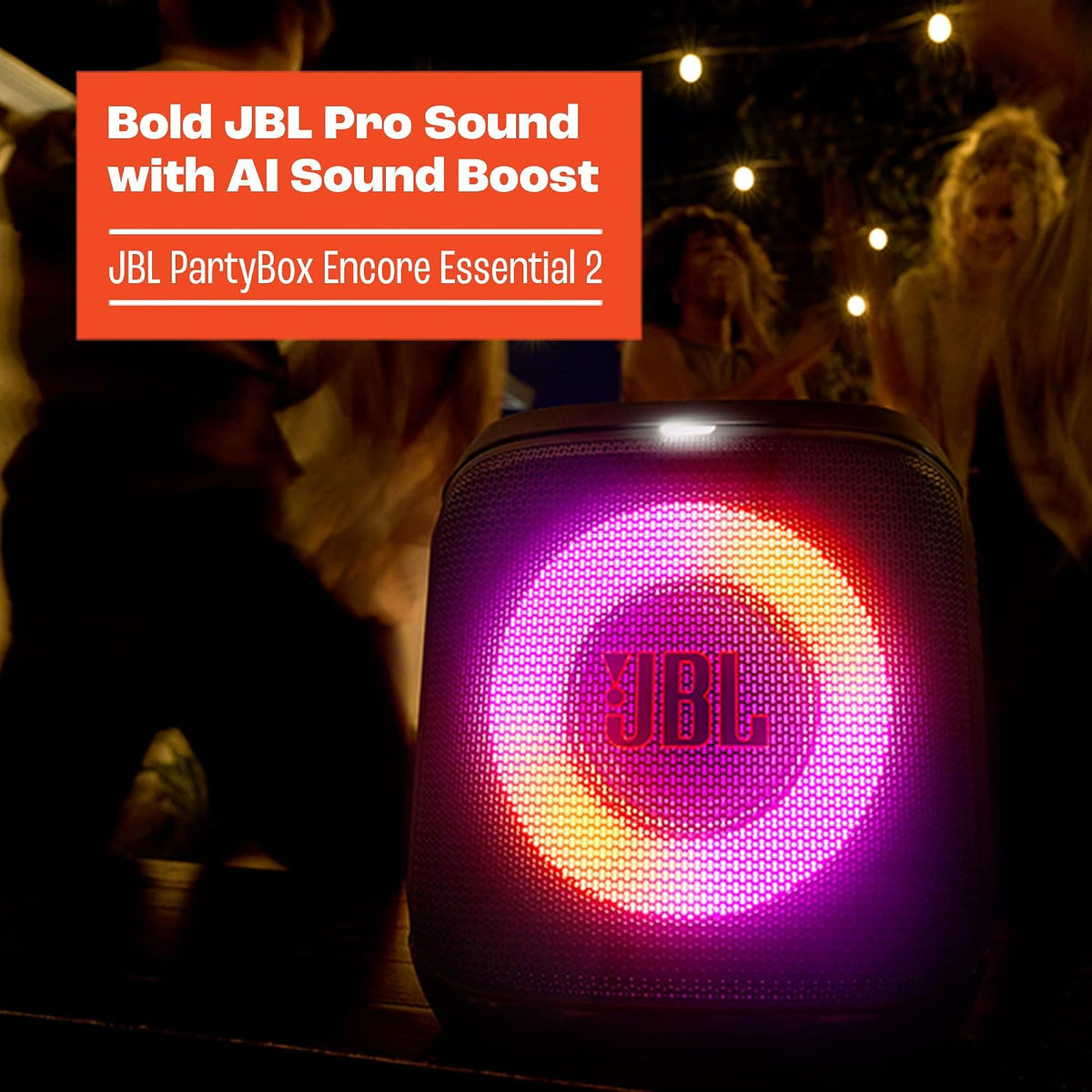 JBL PartyBox Encore Essential 2 Portable Speaker, AI Sound Boost - Black