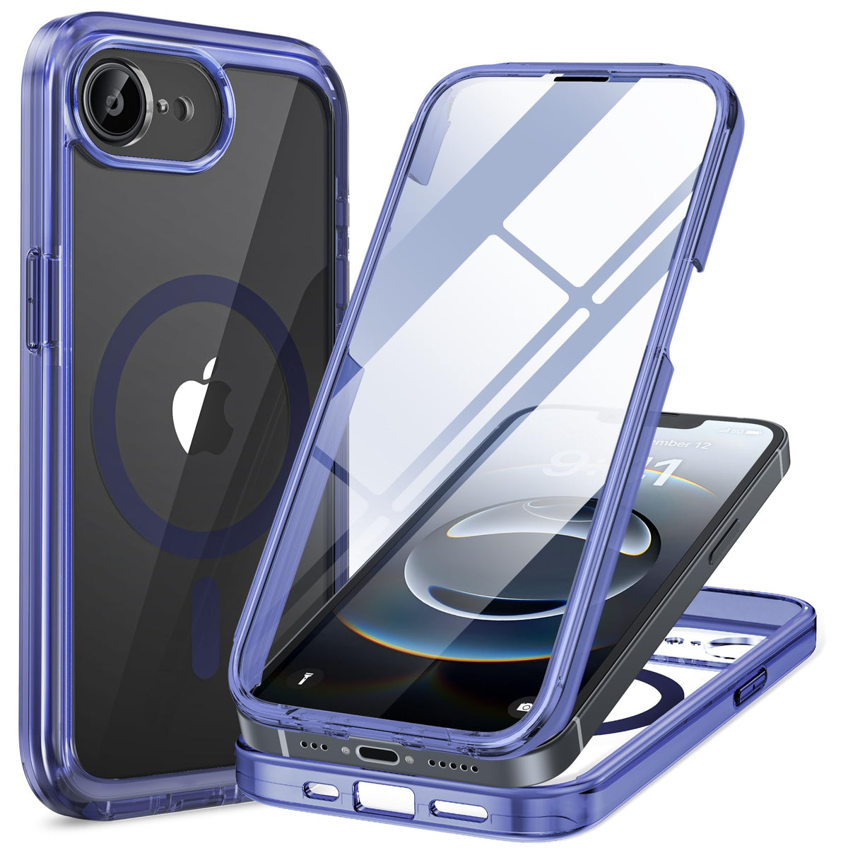 Miracase for iPhone 17e Case & iPhone 16e Case, Full-Body Phone with Built-in Glass Screen Protector, [Magnetic with MagSafe] Military Drop Proof 17 E/ 16 E Cover Bumper 6.1 inch, Black