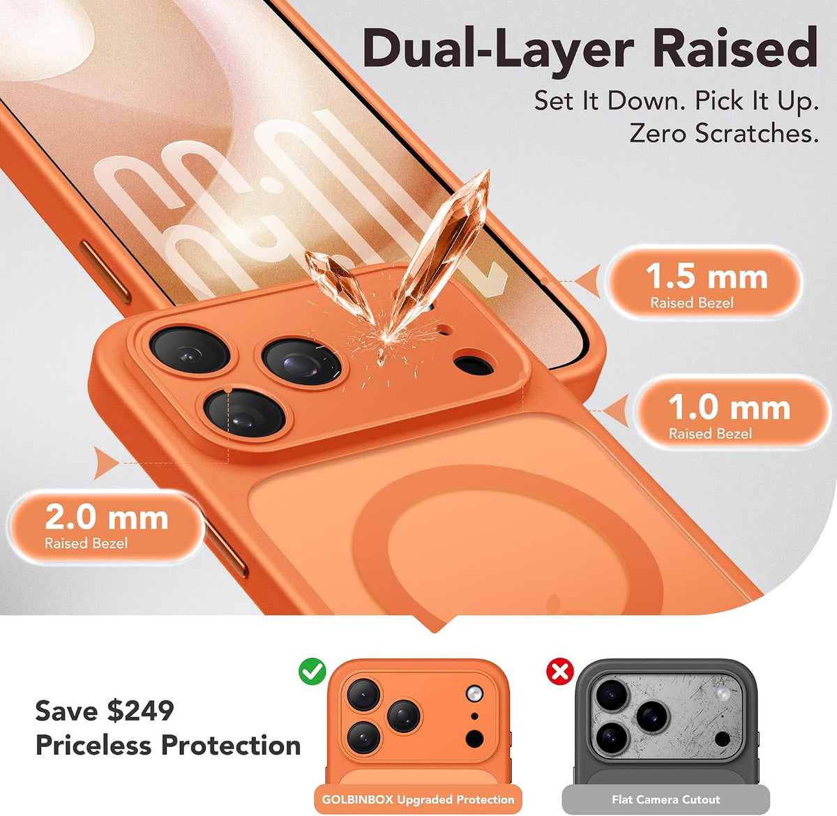 Magnetic Shockproof for iPhone 18 Pro & iPhone 17 Pro Case, Sunset Orange