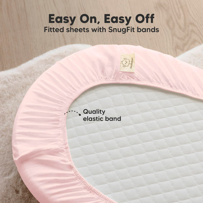 2pk Organic Baby Bassinet Sheets Boys, Girls, Fitted Sheet (Soft White)