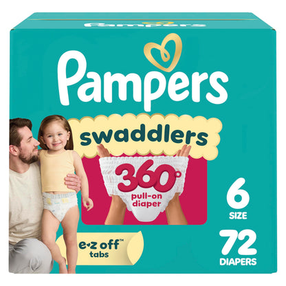 Pampers Diapers - Swaddlers 360° - Size 5, 116 Count, up to 100% Leakproof Comfy Dry Fit, Designed for Easy Changes, Pull On Baby Diaper