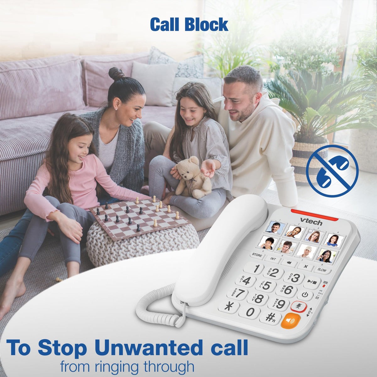 Vtech SA3100 Corded Senior Phone for Elderly with High-Contrast Large Buttons,Multilingual Talking Digits,Visual Ringer,Speed Dial,Speakerphone,No AC Power,Earpiece and Speakerphone Volume Control