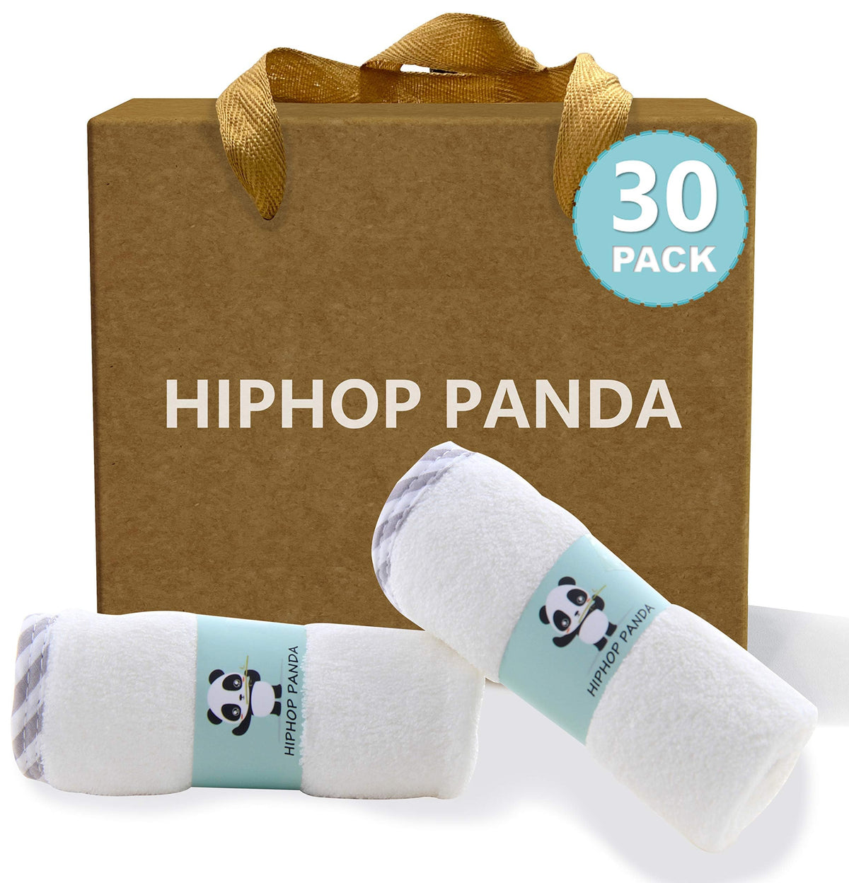 HIPHOP PANDA Soft Baby Washcloths, 2-Layer, 30 Pack Newborn Gift Set