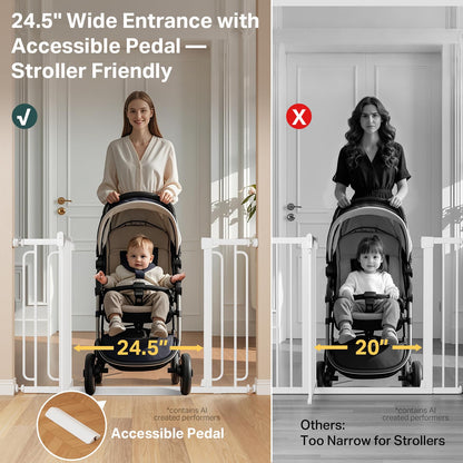 Cumbor 29.7-51.5 in Extra Wide Baby Gate for Stairs, Dog Gate Indoor Black