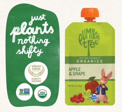 Pumpkin Tree Peter Rabbit Organics, Banana, Mango, and Kale, 4 Squeeze Pouch, Mango, Broccoli & Kale, 4.4 Ounce (Pack of 10)