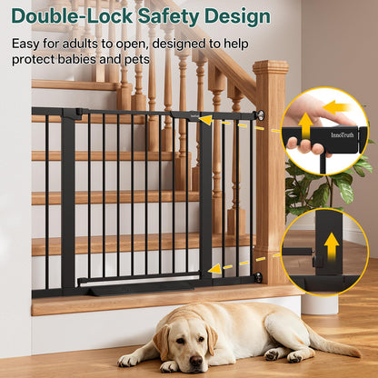 InnoTruth 27-36.6 in Wide Baby Gate for Stairs and Doorways, Black
