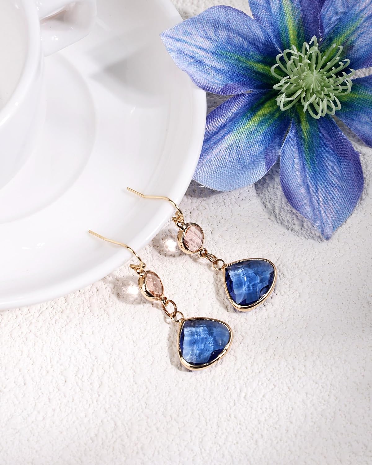 Handmade Dangle Drop Birthstone Earrings 14K Gold - Plated Hypoallergenic Lightweight & Comfortable Elegant Gemstone Earrings for Women