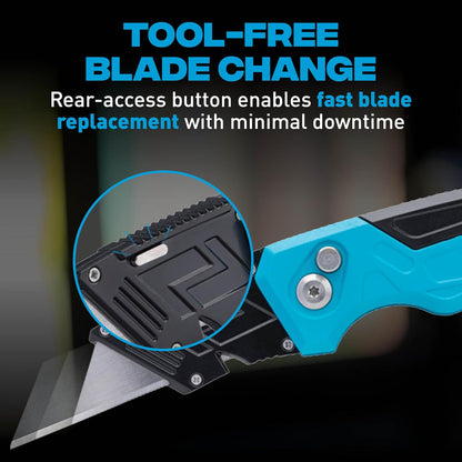 OX TOOLS P224301 Pro Heavy Duty Fixed Blade Folding Knife, Blue / Black