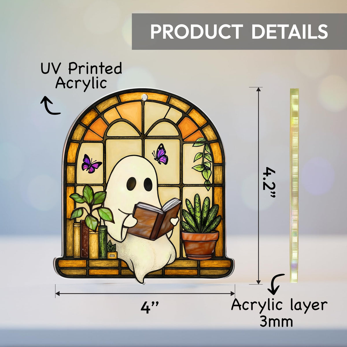 Halloween Plant Gifts, Stained Glass Window Hanging, Gothic Spooky Decor
