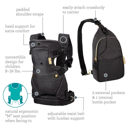 Infantino Flip 4-in-1 Baby Carrier Convertible Ergonomic, Gray