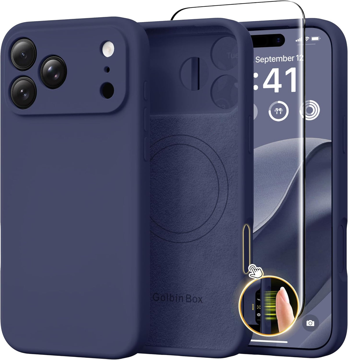 GolbinBox Magnetic for iPhone 13/14 Case, Silicone Cover, Blackcurrant