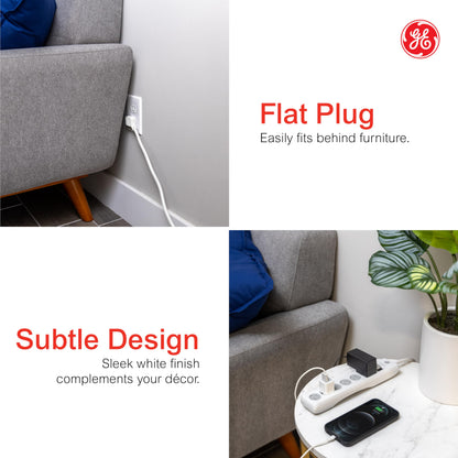 GE Surge Protector Power Strip, 2 Pack, 6 Ft Extension Cord