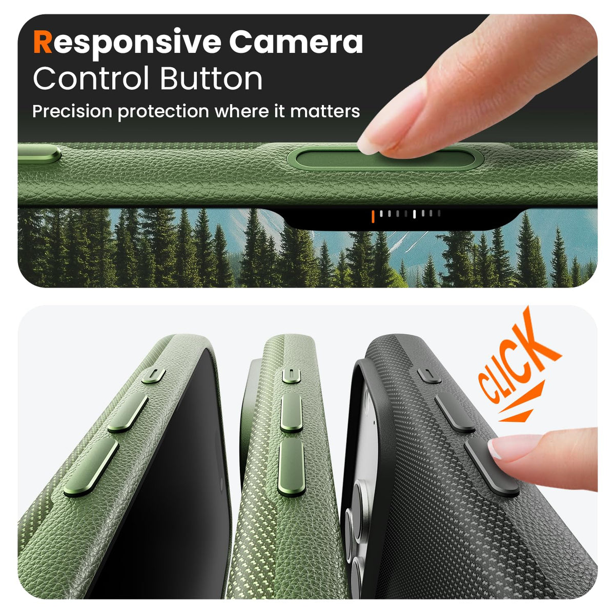 Mkeke for iPhone 17 Pro Max Case Techwoven Green, [Compatible with MagSafe] [Camera Control Cover] [Premium Tech Woven Fabric] [Drop Protection] Shockproof Skin-Friendly