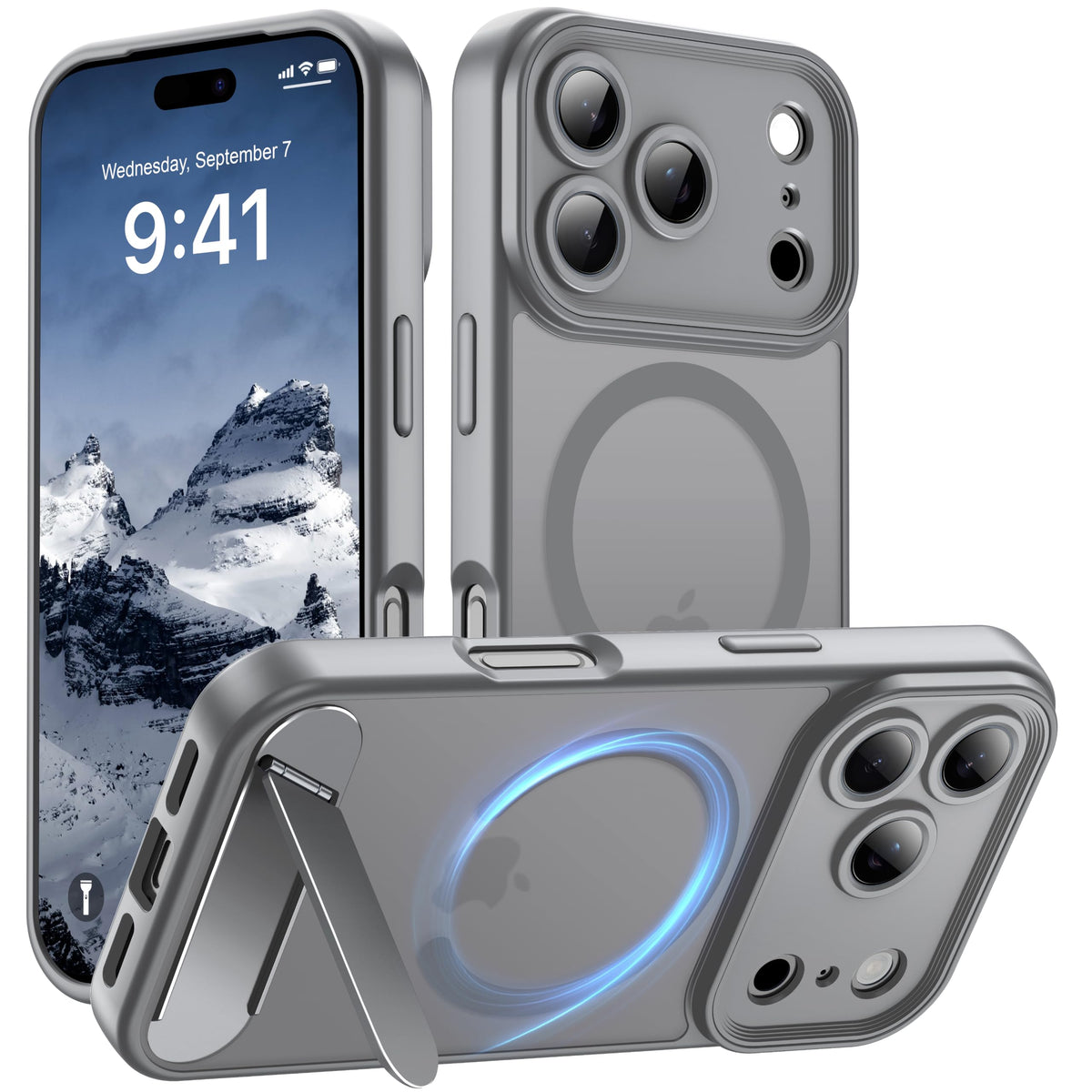 Magnetic Compatible with iPhone 16 Case, [Built-in Kickstand][Full Camera Protection][Compatible with MagSafe][Anti-Fingerprint] Shockproof Phone Case for iPhone 16 6.1",Brown