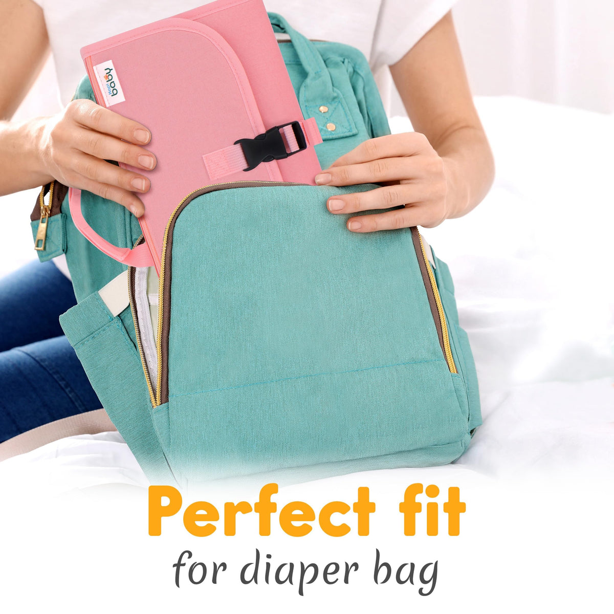Kopi Baby Portable Diaper Changing Pad, Wipes Pocket, Classic Black Arrows