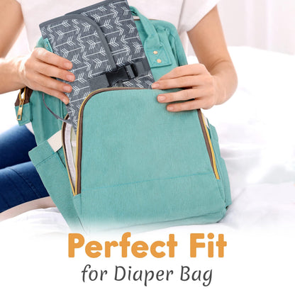 Kopi Baby Portable Diaper Changing Pad, Wipes Pocket, Classic Black Arrows