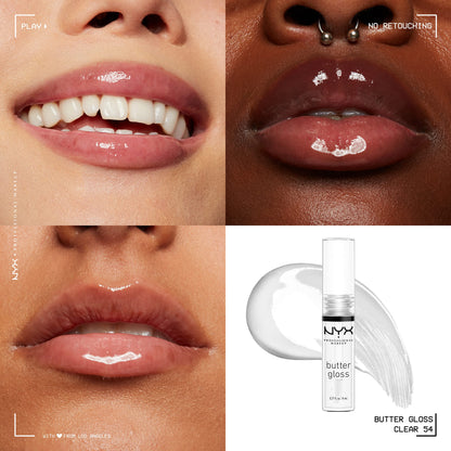 NYX PROFESSIONAL MAKEUP Butter Gloss, Non-Sticky Lip Gloss - Sugar Glass ,Clear