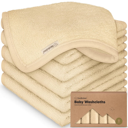 6-Pack Baby Washcloths, Soft Absorbent Washcloths for Face, Body (White)