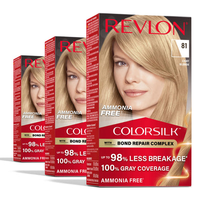 Revlon ColorSilk with Bond Repair Hair Color, 51 Light Brown, 3pk