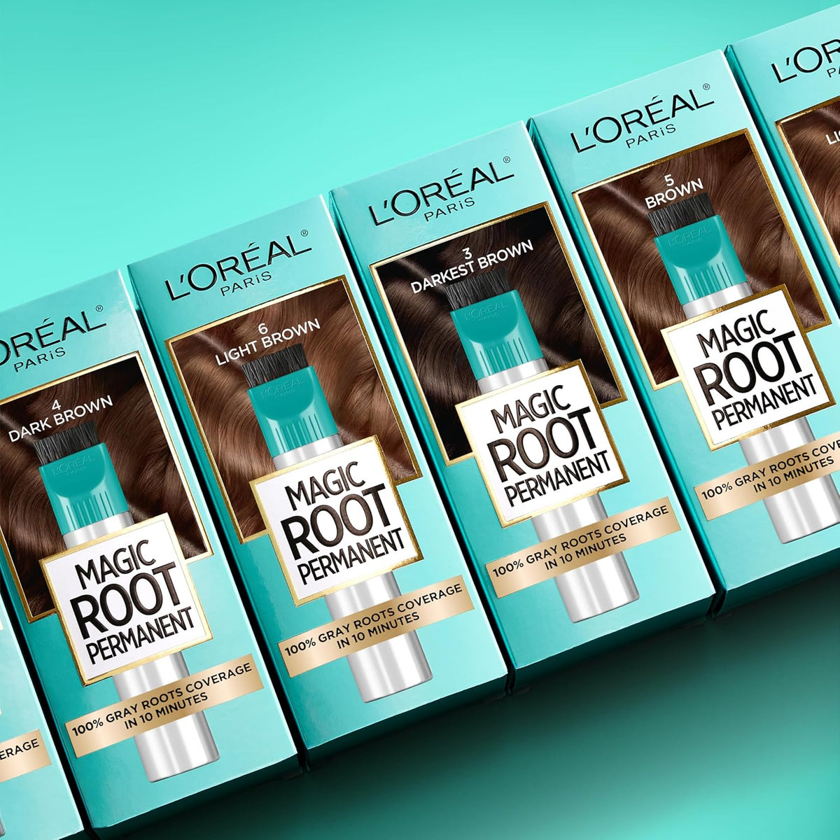 L'Oreal Paris Magic Root Permanent Hair Color Kit, 100% Gray Hair Coverage In Just 10 Minutes, Precision Brush Applicator for Seamless Application, 4 Dark Brown (1 Count)