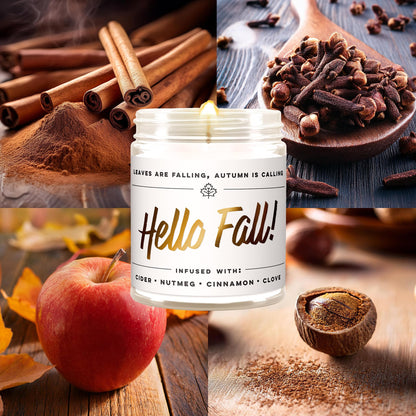 Wax & Wit Fall Candles for Home Scented – Apple, Cinnamon, Clove, Orange – Perfect Home Décor Gifts for Autumn, Holiday, Christmas, Winter - 9oz, Soy Wax, 50 Hour Burn
