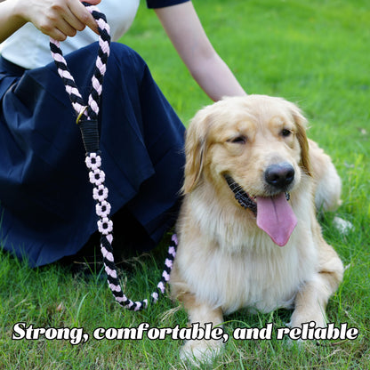 5FT Braided Cotton Rope Leash for Small, Medium and Large Dogs, Red & White Twist