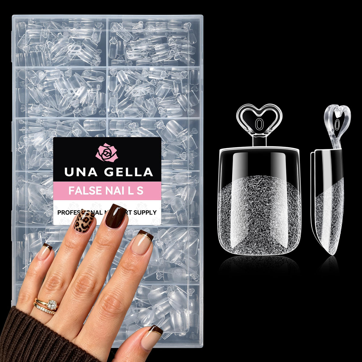 UNA GELLA Short Sharp Square Nail Tips 504pcs X-Soft Flat Square Nails