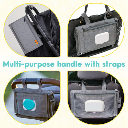 Kopi Baby Portable Diaper Changing Pad, Wipes Pocket, Classic Black Arrows