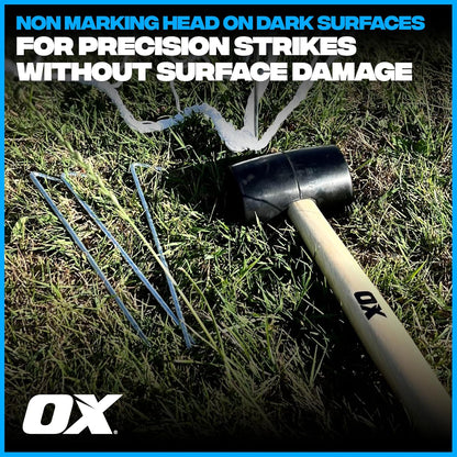 OX Trade Black Rubber Mallet 16oz / 450g, Non-Marking Hammer, Wooden Handle